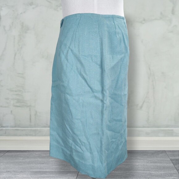 Vintage 60s Matching Midi Skirt Set Size 8 Button Back Top Linen Blend Mod - Picture 12 of 15